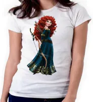 Baby look blusa feminina ou Camiseta Meridia Valente princesa disney - Foto 3
