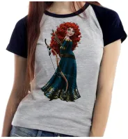 Baby look blusa feminina ou Camiseta Meridia Valente princesa disney - Foto 4