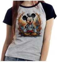 Baby look blusa feminina ou Camiseta Mickey mouse chapeu - Foto 3