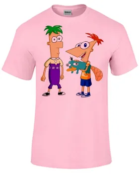 Baby look blusa feminina ou Camiseta Phineas e Feb desenho antigo