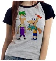 Baby look blusa feminina ou Camiseta Phineas e Feb desenho antigo - Foto 3