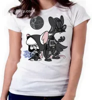 Baby look blusa feminina ou Camiseta Pink cerebro darth vader mestre - Foto 3