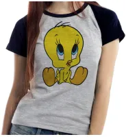 Baby look blusa feminina ou Camiseta Piu Piu pinto frajola gato - Foto 4