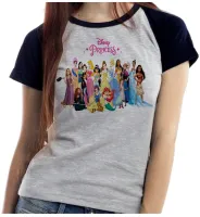 Baby look blusa feminina ou Camiseta princesas disney rapunzel frozen branca neve - Foto 4