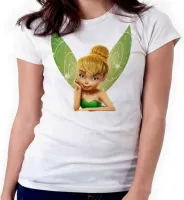 Baby look blusa feminina ou Camiseta Sininho fada peter pan - Foto 3