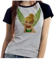 Baby look blusa feminina ou Camiseta Sininho fada peter pan - Foto 4