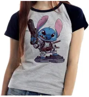 Baby look blusa feminina ou Camiseta Stitch deadpool desenho animado - Foto 3