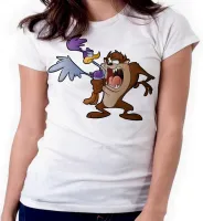 Baby look blusa feminina ou Camiseta Taz mania papa leguas - Foto 3