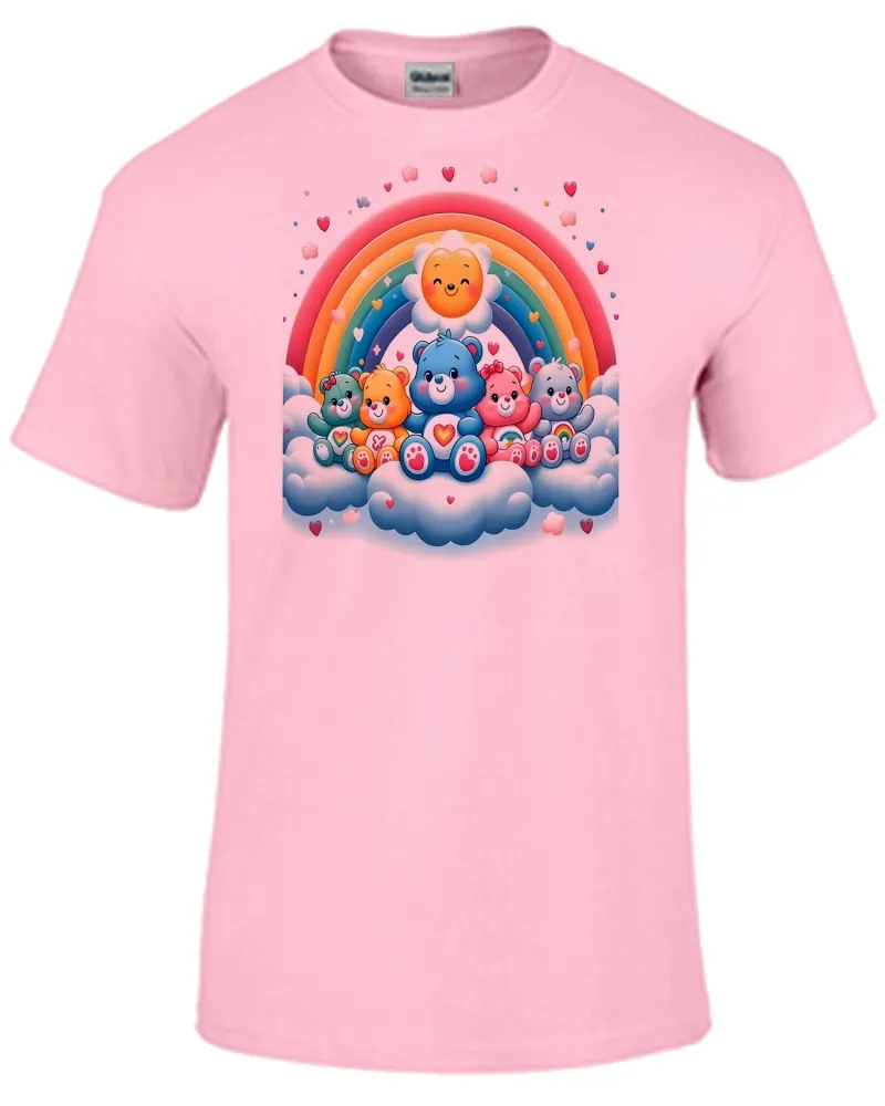 Baby look blusa feminina ou Camiseta Ursinhos carinhosos arco iris