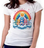 Baby look blusa feminina ou Camiseta Ursinhos carinhosos arco iris - Foto 3