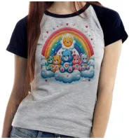 Baby look blusa feminina ou Camiseta Ursinhos carinhosos arco iris - Foto 4