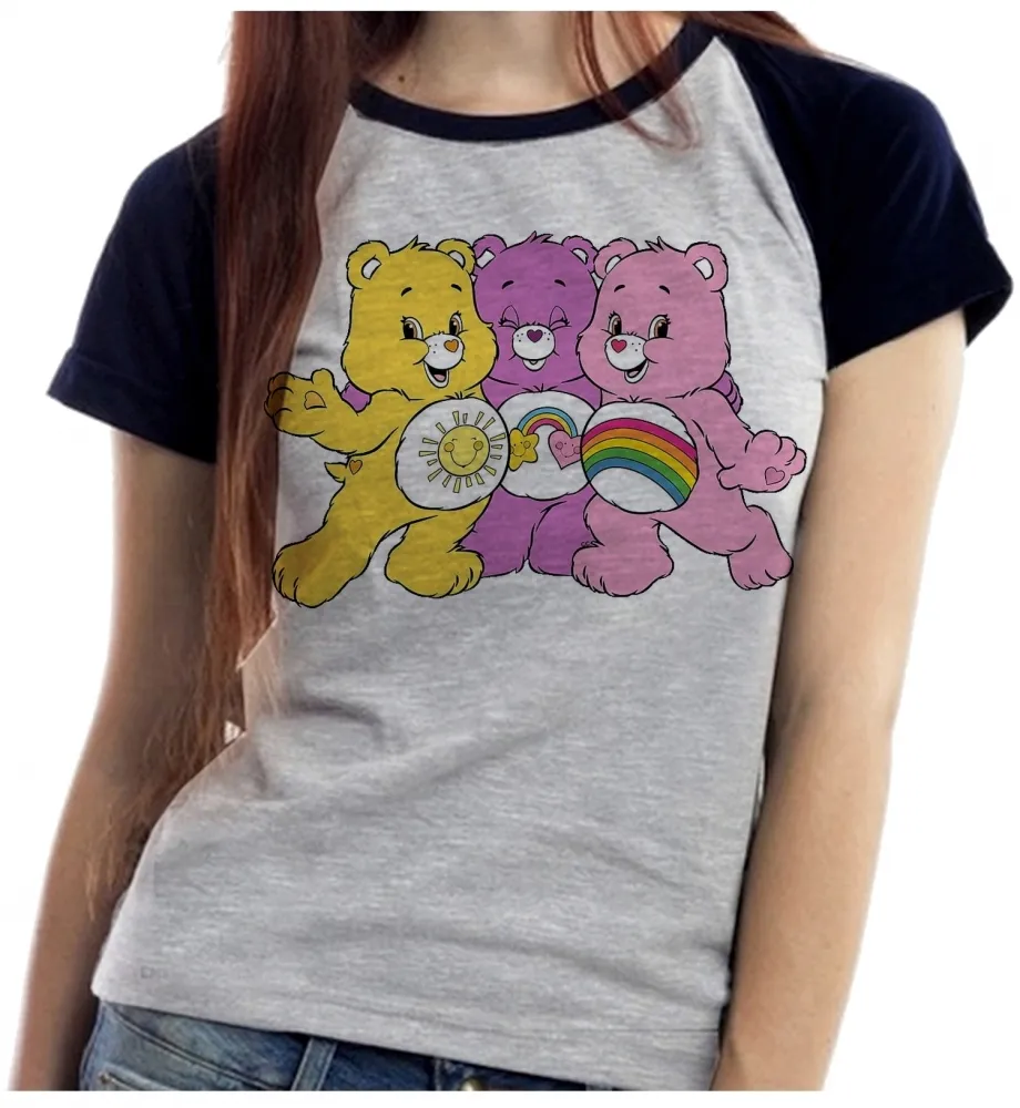 Baby look blusa feminina ou Camiseta Ursinhos carinhosos desenho antigo - Foto 2