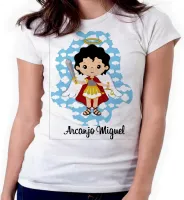 Baby look blusa feminina ou Camiseta Arcanjo Miguel Jesus Cristo - Foto 3