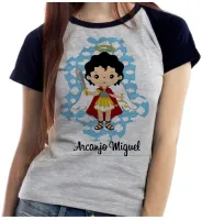 Baby look blusa feminina ou Camiseta Arcanjo Miguel Jesus Cristo - Foto 4