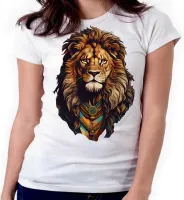 Baby look blusa feminina ou Camiseta Leão rei Juda Jesus Cristo salvador - Foto 3