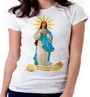 Baby look blusa feminina ou Camiseta Nossa senhora da Conceição - Foto 4