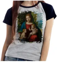 Baby look blusa feminina ou Camiseta Nossa Senhora Jesus João batista - Foto 3