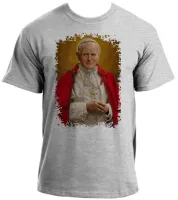 Baby look blusa feminina ou Camiseta Papa João Paulo Jesus Cristo - Foto 2
