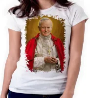 Baby look blusa feminina ou Camiseta Papa João Paulo Jesus Cristo - Foto 3