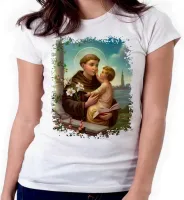 Baby look blusa feminina ou Camiseta Santo Antonio Jesus Cristo - Foto 3