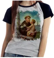 Baby look blusa feminina ou Camiseta Santo Antonio Jesus Cristo - Foto 4