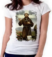 Baby look blusa feminina ou Camiseta São Francisco Assis Jesus Cristo - Foto 3
