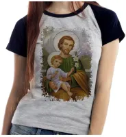 Baby look blusa feminina ou Camiseta São Jose Jesus Cristo - Foto 3