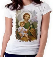 Baby look blusa feminina ou Camiseta São Jose Jesus Cristo - Foto 4