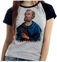 Baby look blusa feminina ou Camiseta São Pedro Jesus Cristo - Foto 3