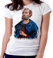 Baby look blusa feminina ou Camiseta São Pedro Jesus Cristo - Foto 4