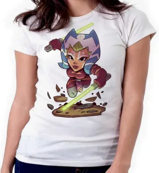 Baby look blusa feminina ou Camiseta Ahsoka Jedi Star Wars mulher - Foto 2