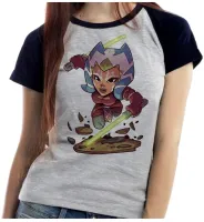 Baby look blusa feminina ou Camiseta Ahsoka Jedi Star Wars mulher - Foto 4