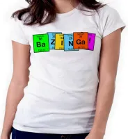 Baby look blusa feminina ou Camiseta Bazinga big bang theory tabela - Foto 3