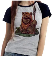Baby look blusa feminina ou Camiseta ewoks urso star wars - Foto 3