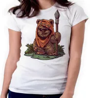 Baby look blusa feminina ou Camiseta ewoks urso star wars - Foto 4