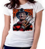 Baby look blusa feminina ou Camiseta freddy krueger terror vilão - Foto 3