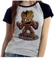 Baby look blusa feminina ou Camiseta Groot vingadores guardioes galaxia - Foto 3