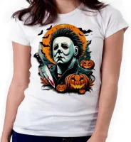 Baby look blusa feminina ou Camiseta halloween filme de terror - Foto 3