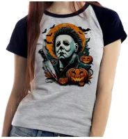 Baby look blusa feminina ou Camiseta halloween filme de terror - Foto 4