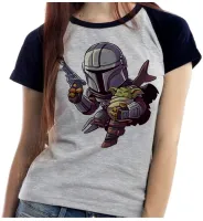 Baby look blusa feminina ou Camiseta Mandalorian e baby grogu yoda - Foto 3