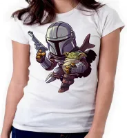 Baby look blusa feminina ou Camiseta Mandalorian e baby grogu yoda - Foto 4