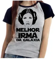 Baby look blusa feminina ou Camiseta Melhor Irmã Leia star wars princesa - Foto 3