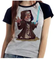 Baby look blusa feminina ou Camiseta obi wan kenobi velho star wars - Foto 3
