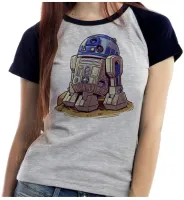 Baby look blusa feminina ou Camiseta R2 D2 robo star wars antigo - Foto 3