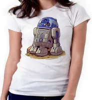 Baby look blusa feminina ou Camiseta R2 D2 robo star wars antigo - Foto 4