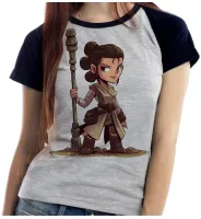 Baby look blusa feminina ou Camiseta rey jedi star wars mulher - Foto 3