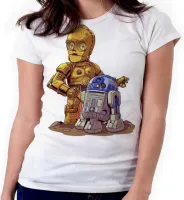 Baby look blusa feminina ou Camiseta Robo star wars C 3po r2 d2 - Foto 3