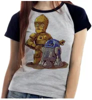 Baby look blusa feminina ou Camiseta Robo star wars C 3po r2 d2 - Foto 4