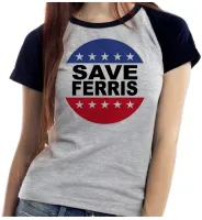 Baby look blusa feminina ou Camiseta Save Ferris curtindo vida adoidado - Foto 3