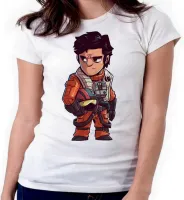 Baby look blusa feminina ou Camiseta Star wars piloto Poe Dameron - Foto 4